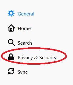 Firefox privacy and security settings location